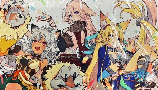 画像1: プレイマット「4周年応援イラストVer.（ラティカ/母なる君/ミストリナ）」 (1)
